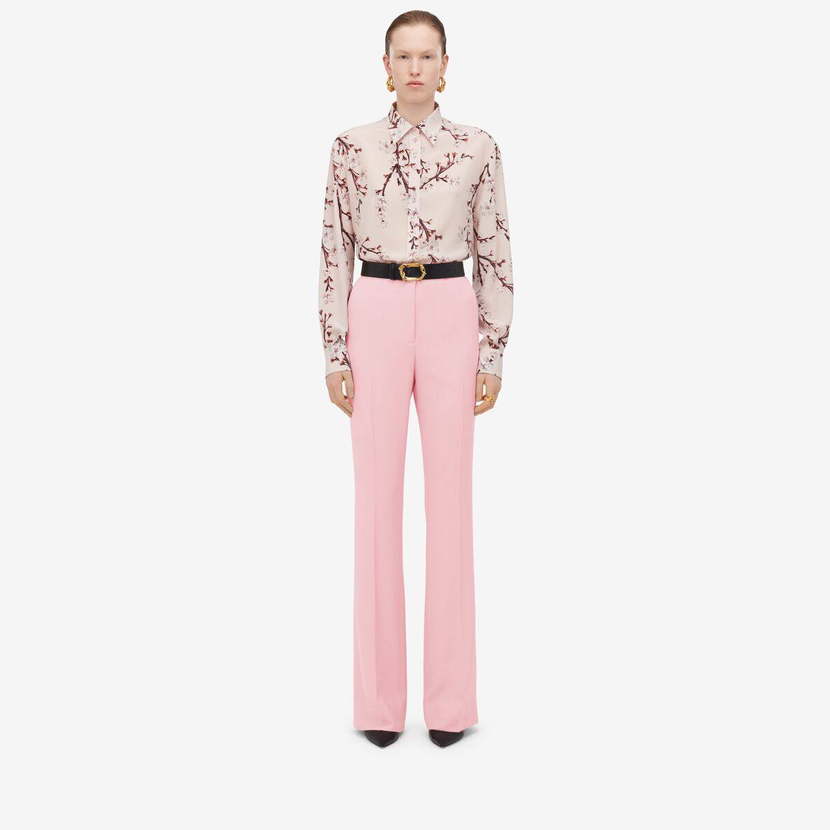 Alexander McQueen Women's Pink High-waisted Narrow Bootcut Trousers - 0 (Viscose & Acetate)